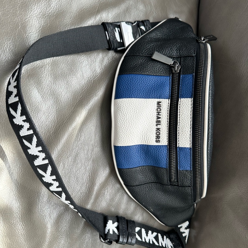 Michael Kors Black and Blue Belt Bag with Sporty Design